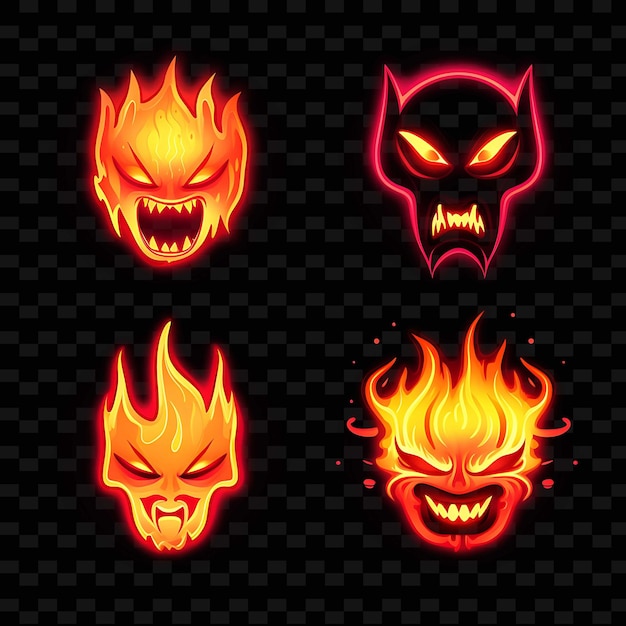 Png creative emoji neon line elementos de diseño moderno para obras de arte vibrantes y cautivadoras