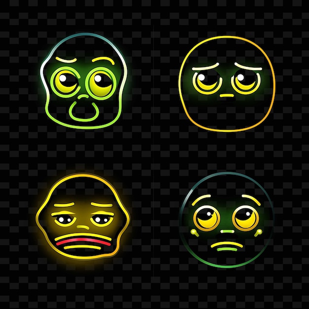 PSD png creative emoji neon line elementos de diseño moderno para obras de arte vibrantes y cautivadoras