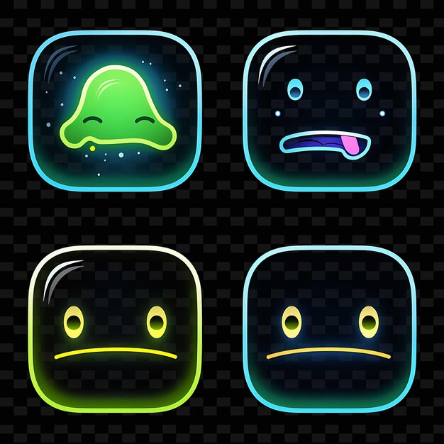 PSD png creative emoji neon line elementos de diseño moderno para obras de arte vibrantes y cautivadoras