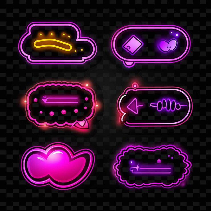 PSD png creative emoji neon line elementos de diseño moderno para obras de arte vibrantes y cautivadoras