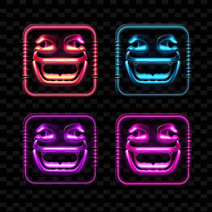 PSD png creative emoji neon line elementos de diseño moderno para obras de arte vibrantes y cautivadoras
