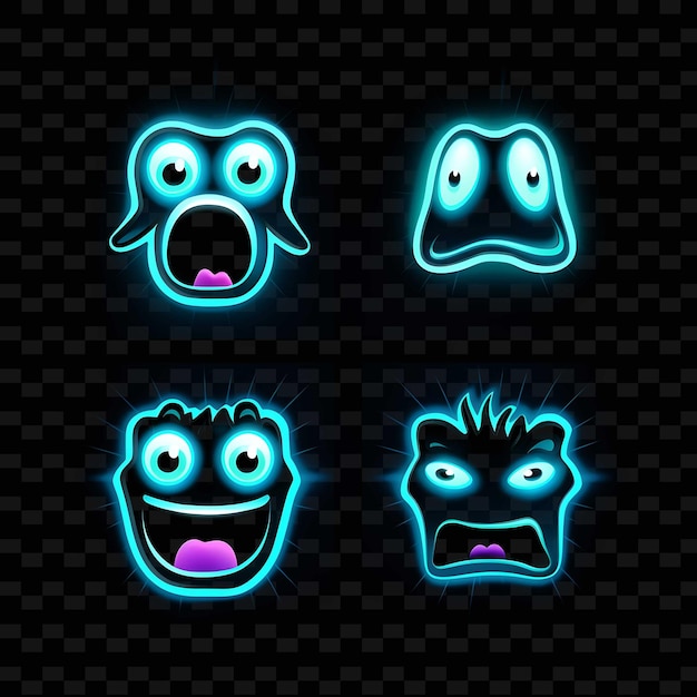 PSD png creative emoji neon line éléments de design moderne pour des œuvres d'art vibrantes et captivantes