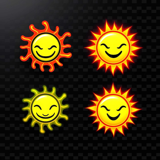 PSD png creative emoji neon line éléments de design moderne pour des œuvres d'art vibrantes et captivantes