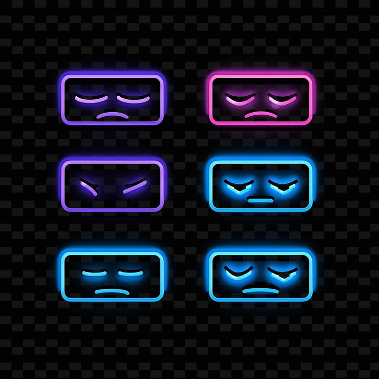 PNG Creative Emoji Neon Line Éléments de design moderne pour des œuvres d'art vibrantes et captivantes