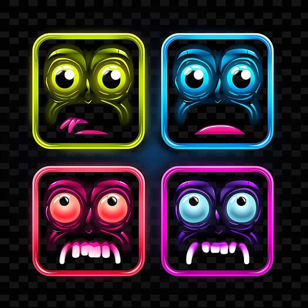 Png Creative Emoji Neon Line éléments De Design Moderne Pour Des œuvres D'art Vibrantes Et Captivantes