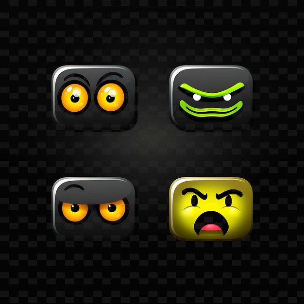 PSD png creative emoji neon line éléments de design moderne pour des œuvres d'art vibrantes et captivantes