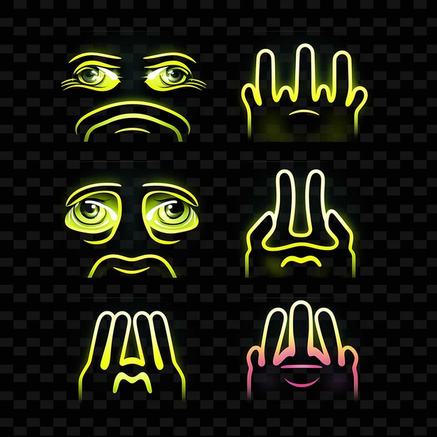 PSD png creative emoji neon line éléments de design moderne pour des œuvres d'art vibrantes et captivantes