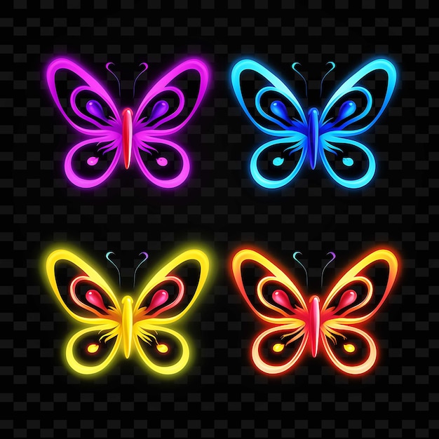 PSD png creative emoji neon line éléments de design moderne pour des œuvres d'art vibrantes et captivantes