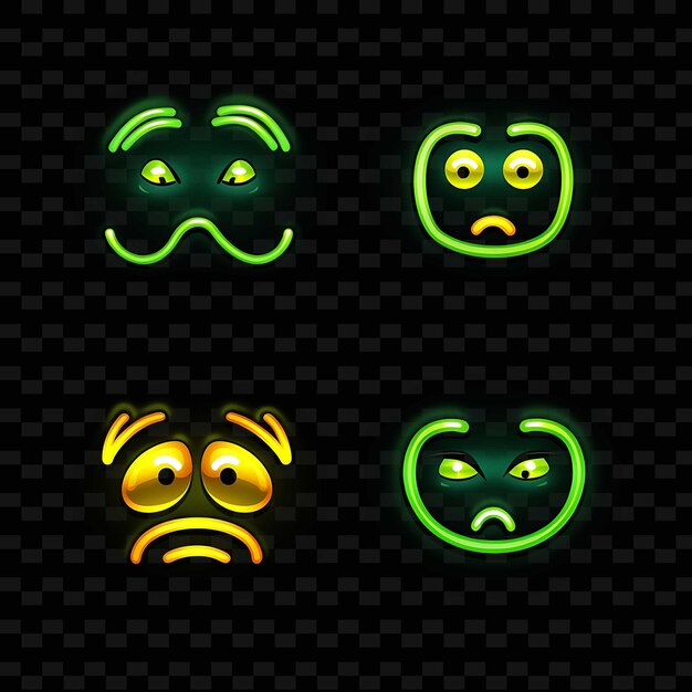 PSD png creative emoji neon line éléments de design moderne pour des œuvres d'art vibrantes et captivantes