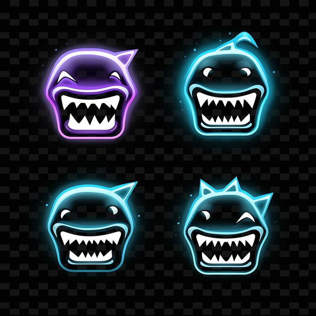 PSD png creative emoji neon line éléments de design moderne pour des œuvres d'art vibrantes et captivantes