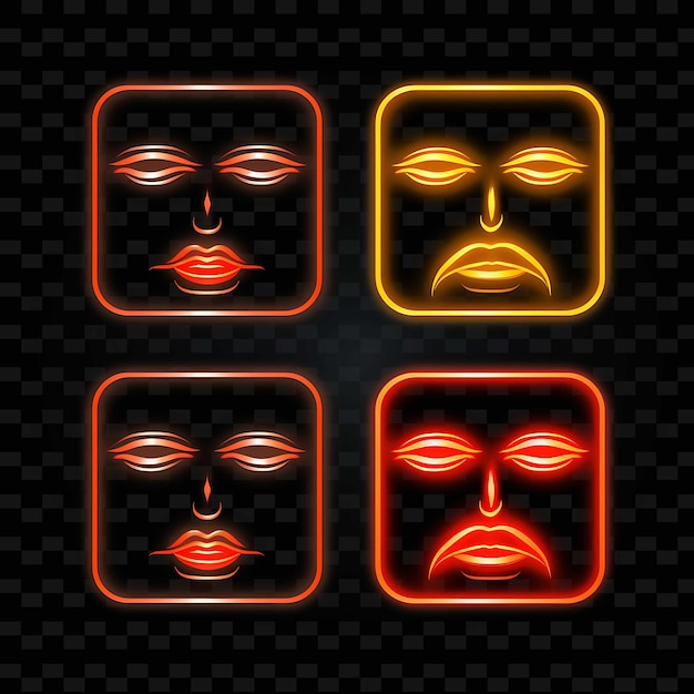 Png Creative Emoji Neon Line éléments De Design Moderne Pour Des œuvres D'art Vibrantes Et Captivantes