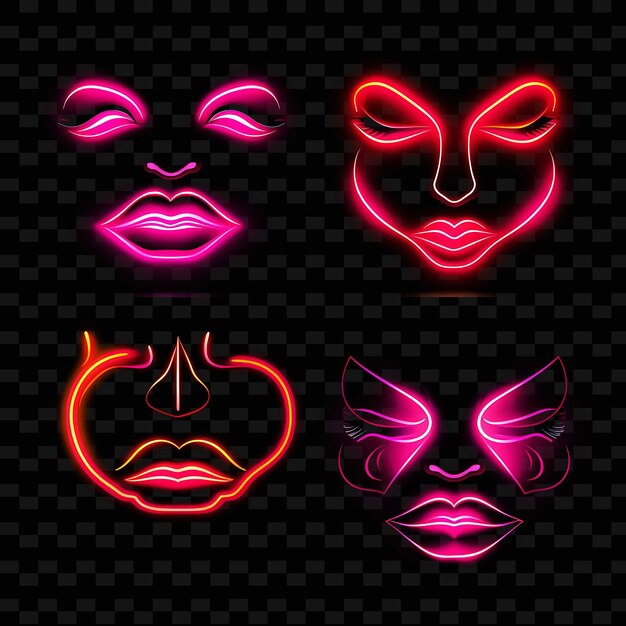 Png Creative Emoji Neon Line éléments De Design Moderne Pour Des œuvres D'art Vibrantes Et Captivantes