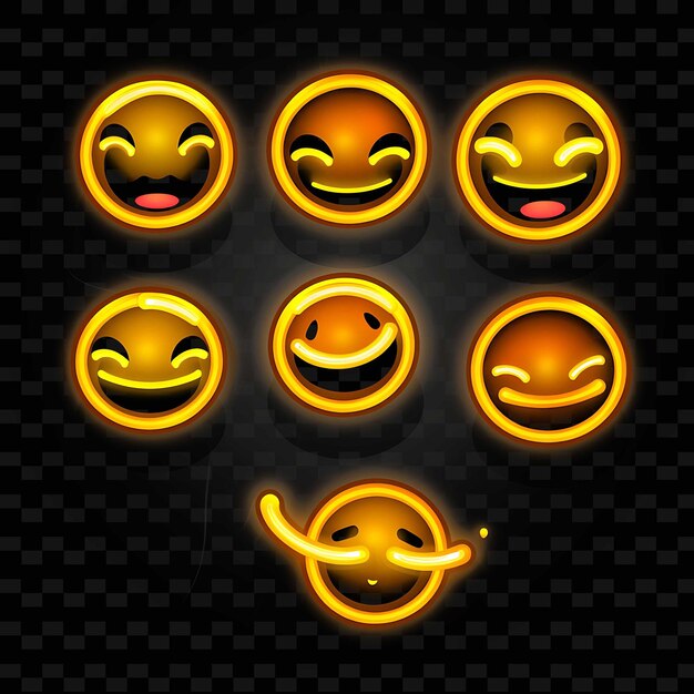 PSD png creative emoji neon line éléments de design moderne pour des œuvres d'art vibrantes et captivantes