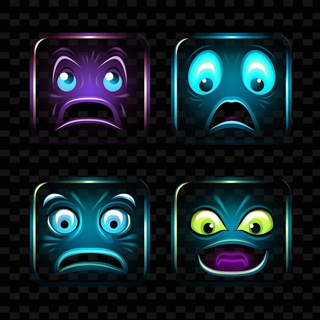 PSD png creative emoji neon line éléments de design moderne pour des œuvres d'art vibrantes et captivantes