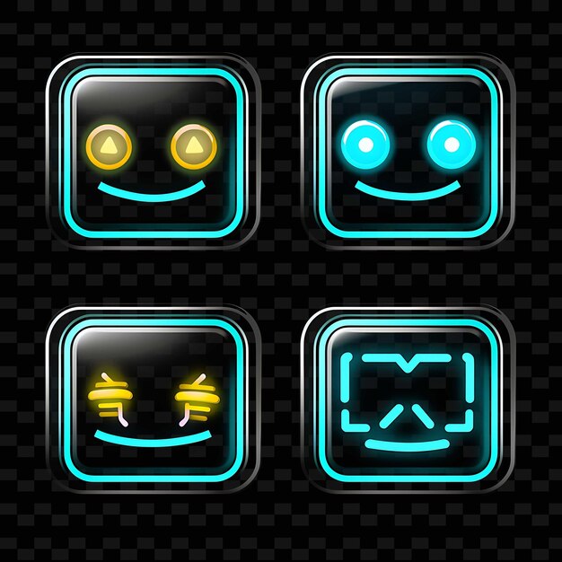 PNG Creative Emoji Neon Line Éléments de design moderne pour des œuvres d'art vibrantes et captivantes