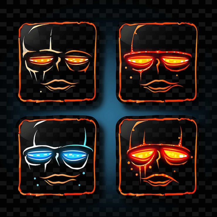 PSD png creative emoji neon line modern design elements pro živá a podmanivá umělecká díla