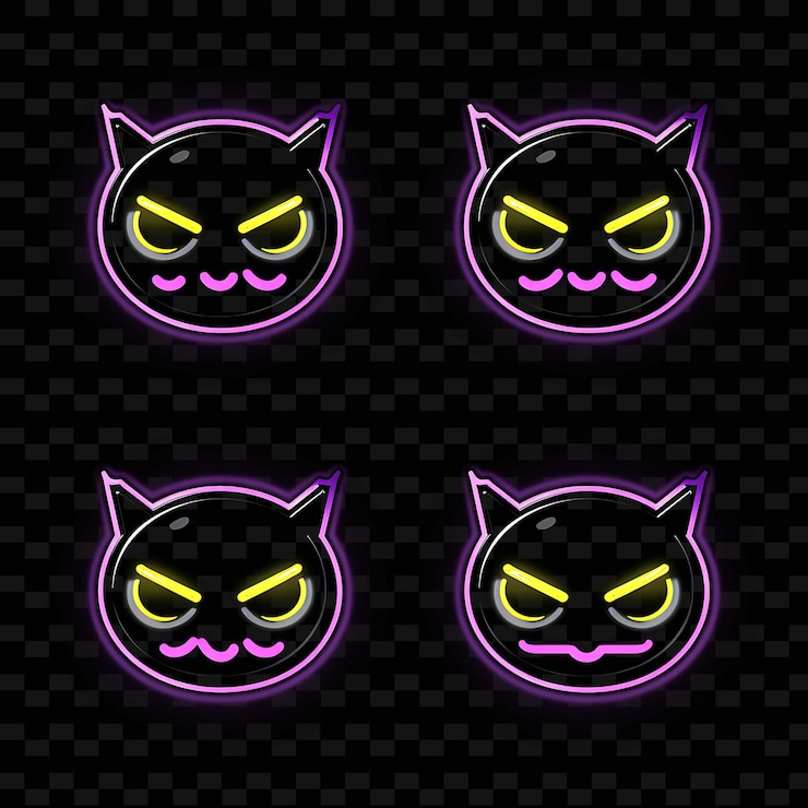 PSD png creative emoji neon line modern design elements pro živá a podmanivá umělecká díla