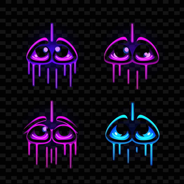 Png creative emoji neon line moderne design-elemente für lebendige und fesselnde kunstwerke