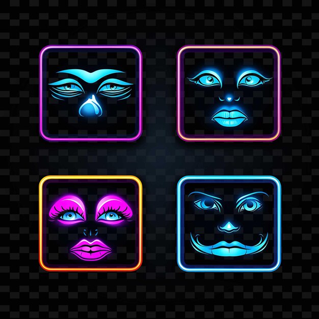 PSD png creative emoji neon line moderne design-elemente für lebendige und fesselnde kunstwerke