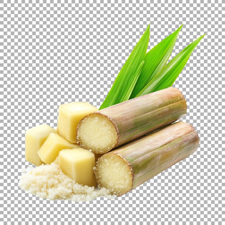 PSD png cubos de caña de azúcar en fondo transparente ai generado