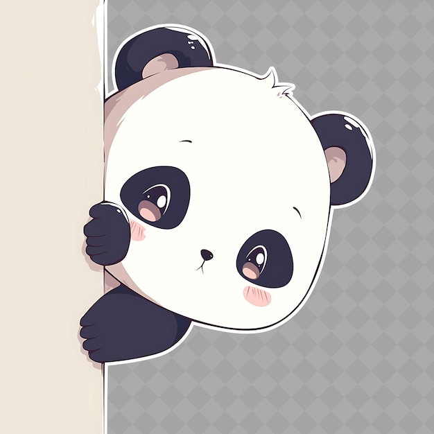 PSD png cuddly et shy anime panda boy avec des oreilles rondes et une patte noire collection d'autocollants créatifs chibi