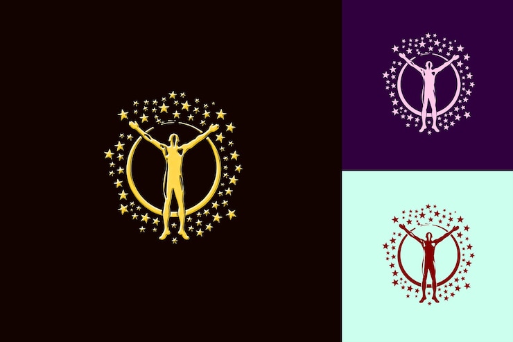 PSD png cuerpo completo del candidato en acción pose icono forma geométrica d diseños abstractos icónicos aislados