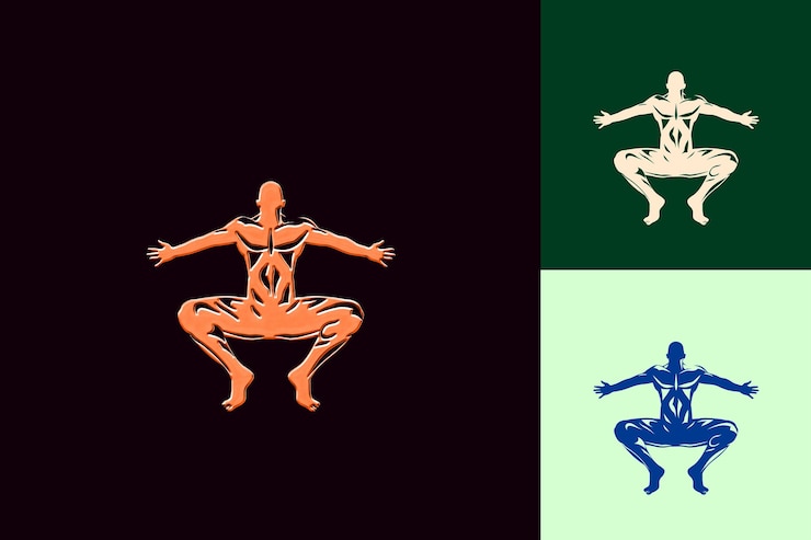 PSD png cuerpo completo del candidato en postura enérgica icono expresionista diseños abstractos icónicos aislados