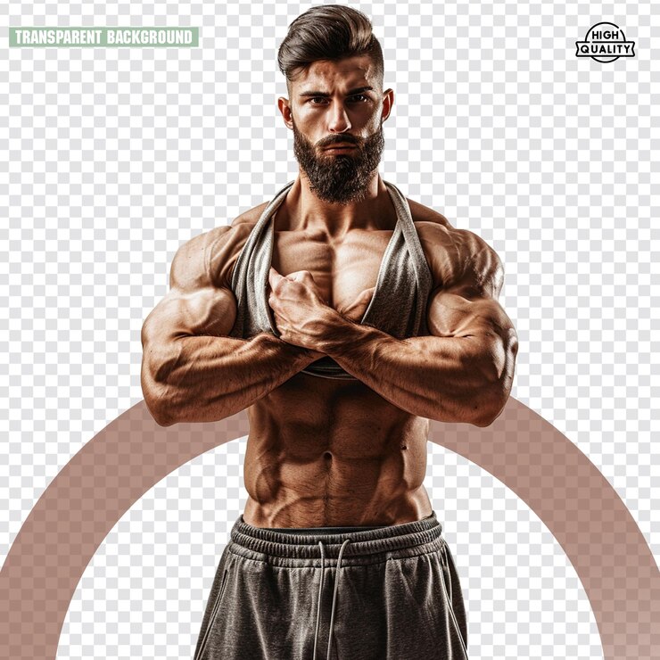 PSD png de culturista con cuerda y ejercicio y gimnasio con fondo transparente