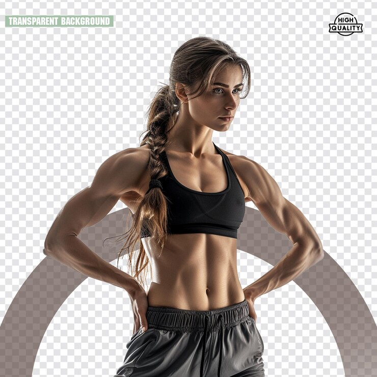 PSD png de culturista con cuerda y ejercicio y gimnasio con fondo transparente