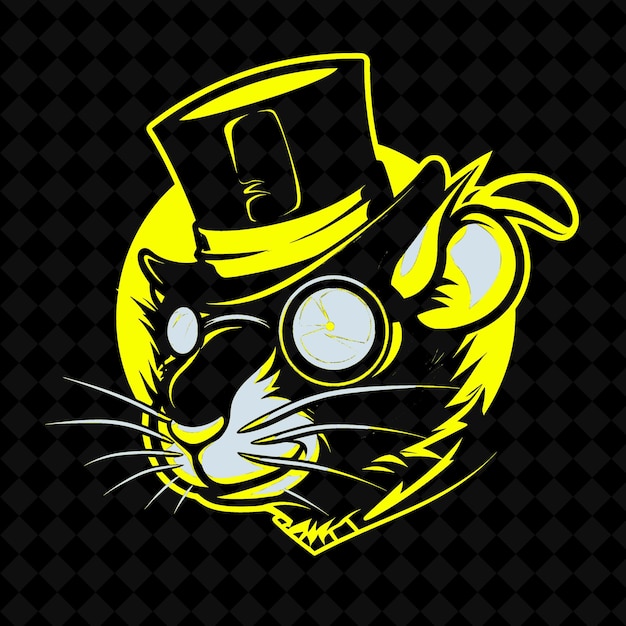 PSD png cunning rat avec un monocle de masterminds et un chapeau de haut conçu pour les collections de mascotes d'animaux