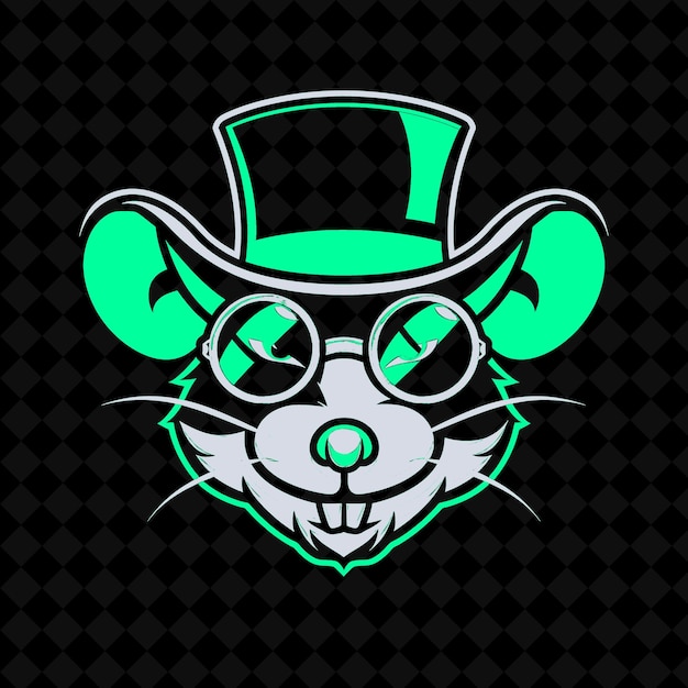 PSD png cunning rat avec un monocle de masterminds et un chapeau de haut conçu pour les collections de mascotes d'animaux