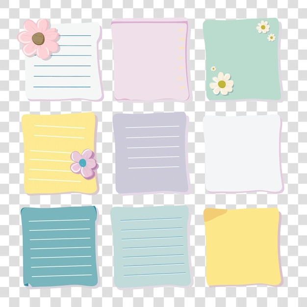 PNG Cute notas adesivas ilustração conjunto de fundo transparente