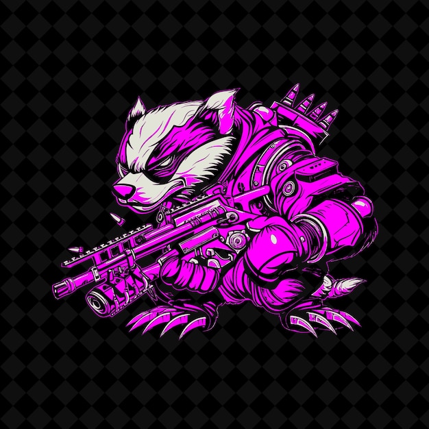 Png cybernetic badger mit metallkrallen und einem starken schlag trägt tiermaskottchen umrisskollektionen