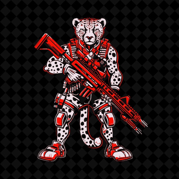 PSD png cybernetic cheetah mit neongrünen akzenten und einem nutztiersmaskot outline collections