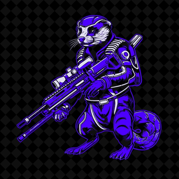 PSD png cybernetic ferret mit neongrünen akzenten und einem nutztiersmaskot outline collections