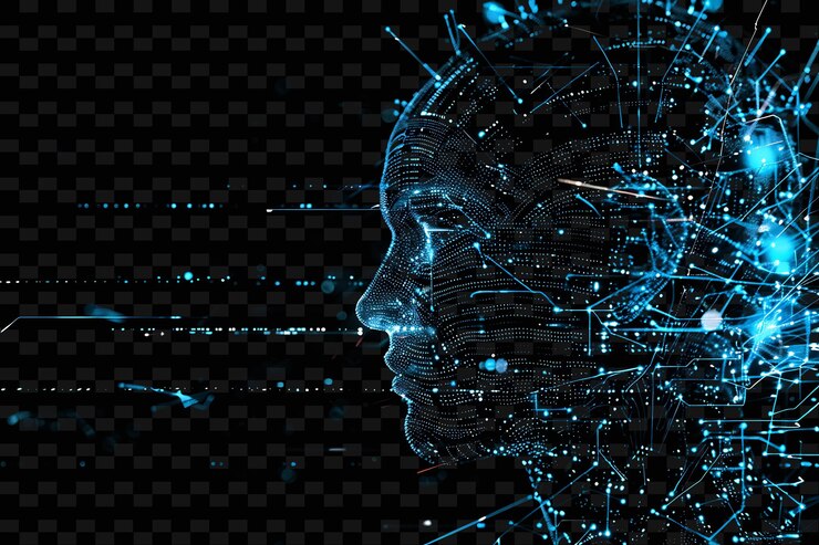 PSD png cybernetic network glitch con elementi robotici circuito patt illustrazione texture sfondio