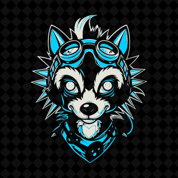 PSD png cybernetic skunk avec des pointes métalliques et des yeux verts brillants nous collection de mascotes d'animaux