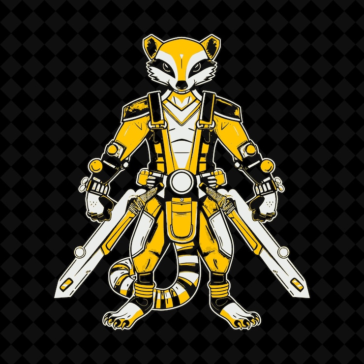 PSD png cybernetic weasel con acentos azules de neón con una mascota de animal de utilidad b colecciones de esquemas
