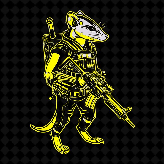 PSD png cybernetic weasel mit neon-pink-akzenten, das ein utility-b-tiermaskottchen trägt