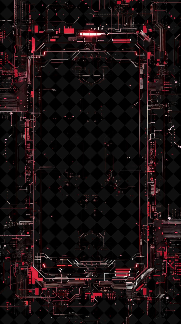 PSD png-cyberpunk-rahmen mit iota-logo, cybernetischen implantaten und circu y2k-neonform auf dunklem hintergrund