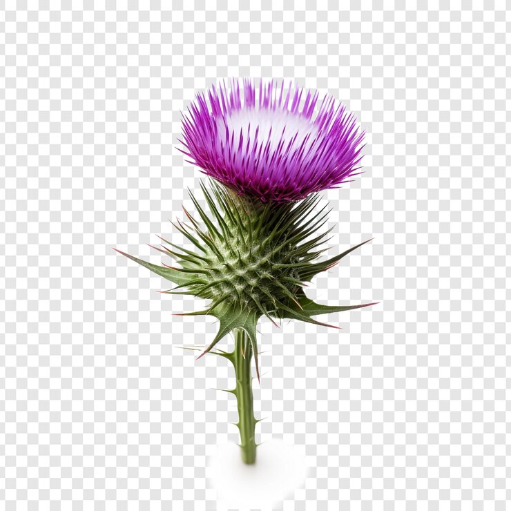 PSD png de flor de cardo isolado em fundo transparente