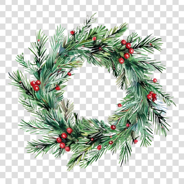 PNG Decoración mínima de corona de Navidad de hoja perenne de temporada