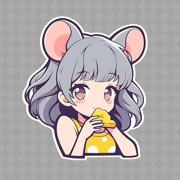 Png delightful e kawaii anime mouse girl com orelhas de rato e h creative chibi sticker collection