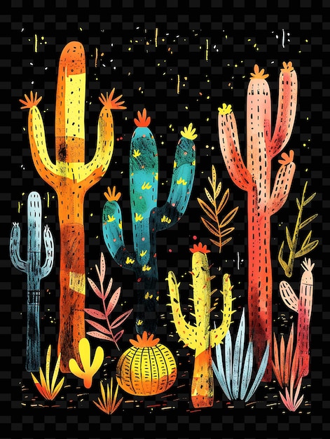 Png desert tape decal con diseños inspirados en cactus y southw creative neon y2k shape decorativee