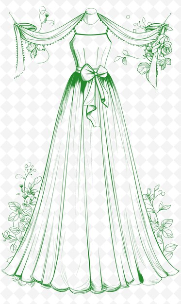 PSD png design de carte postale de mode avec un cadre chic style de conception décoration outline arts scribble décoratif