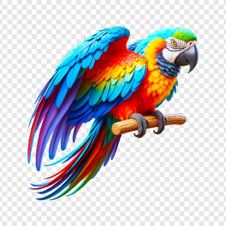PSD png di pappagallo colorato isolato su uno sfondo trasparente