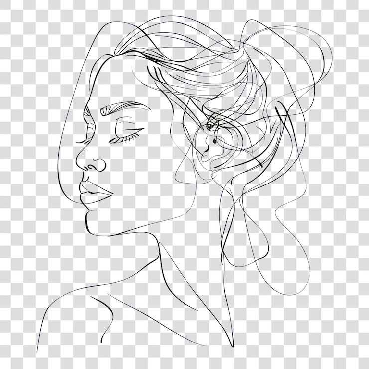 PSD png dibujado a mano de una mujer dibujando dibujos animados