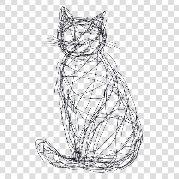PNG disegnato a mano di disegno di gatto arte minimalista