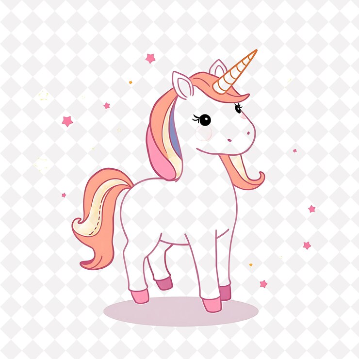 PSD png dulce unicornio con rayas de arco iris salpicadas en el fondo diseño de animales mágicos y lindos