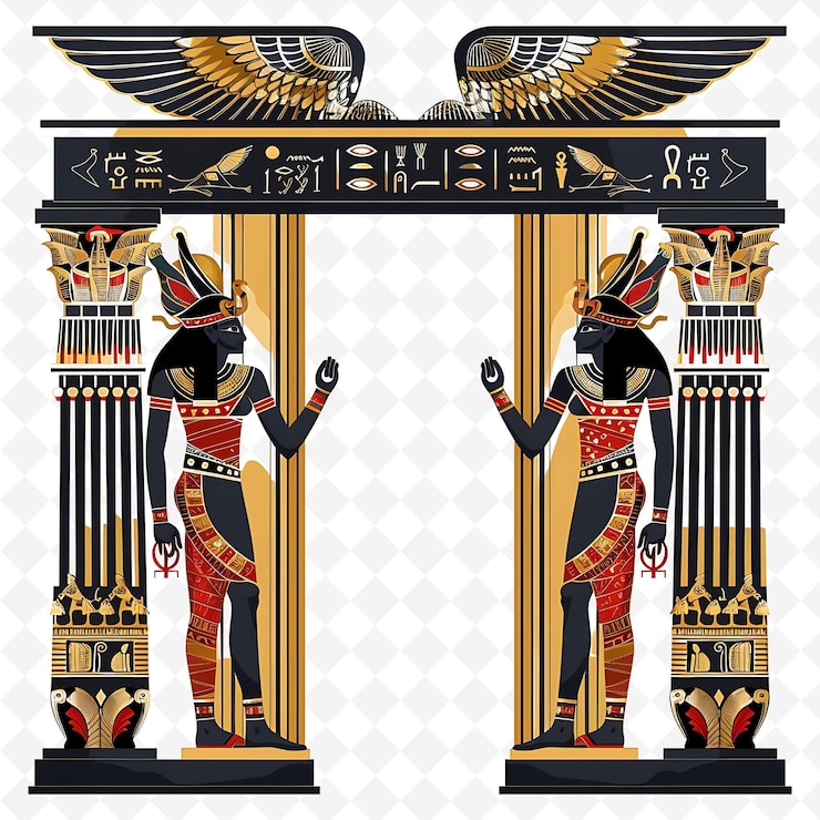 PSD png egyptian gate with pharaonic wedding decorations the gate is creative abstract art designs